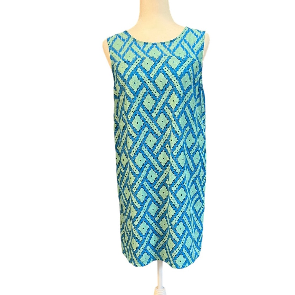 Jade Melody Tam Boutique Sleeveless Dress Blue/Green Large